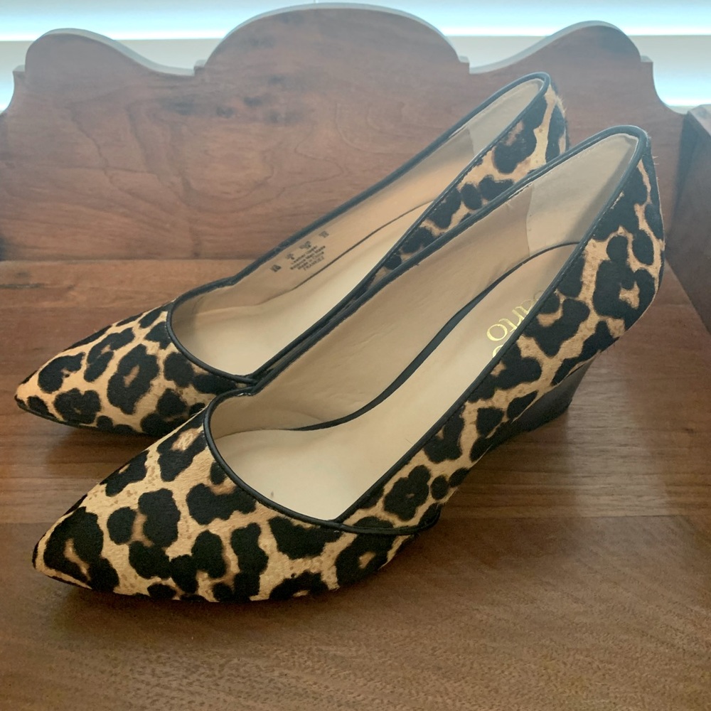 Franco Sarto Leopard Wedge Pumps